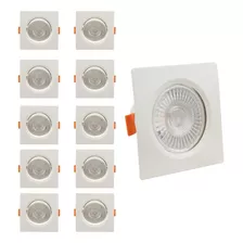 Kit 10 Spot Quadrado 7w Led Direcionável Embutir Quente