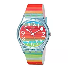 Reloj Gs124 Quartz Rainbow Dial Plastic Para Mujer