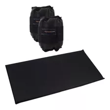 Kit Colchonete 90x45cm De Academia P/ Yoga + 2 Caneleira 4kg