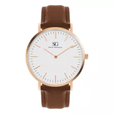 Relógio Saint Germain Bronx Rosé Gold 40mm Cor Da Correia Marrom Cor Do Fundo Branco