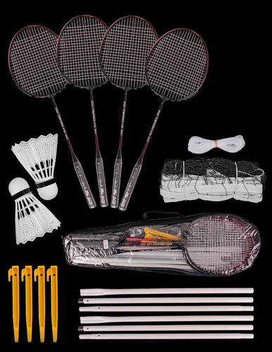 Set De Badminton Raquetas, Volantes Y Malla