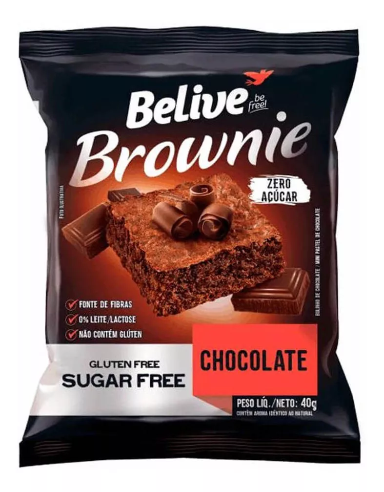 Brownie Sabor Chocolate Zero Sem Lactose E Sem Glúten Belive 40g