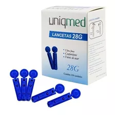 Lancetas Simples Manual Uniqmed 28g C/ 100 Unidades Diabetes