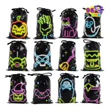 96 Bolsas De Plástico Para Dulces De Halloween Con Cor...