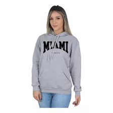 Moletom Feminino Algodão Blusa De Frio Canguru Miami Florida