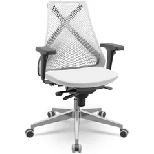 Cadeira Bix Plaxmetal Tela Branca Base Aluminio Aero Branca