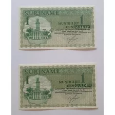 2 Antigas Cédulas Suriname De 1 Gulden ( Raras ) Sequencial