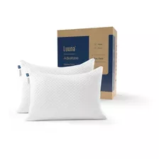 Almohadas Ajustable 2 Pack Estándar, 100% Memory Foam, Luuna Color Blanco