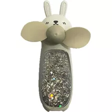 Mini Ventilador Portátil Coelho Com Glitter E Led Usb De Mão