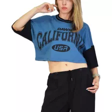 Top Mujer Remera Corta Crop Moda Oversize Algodon Dama Baile