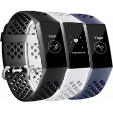 3 Mallas Small Para Fitbit Charge 3/4 Negro / Blanco / Azul 