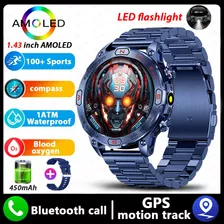 Lanterna Militar Masculina Smartwatch Compass 1.43 Amoled