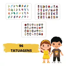 96 Tatuagem Temporária Infantil - Temas Variados