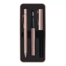 Lapicera Set Grip Faber-castell Oro Rosa Pluma + Boligrafo 