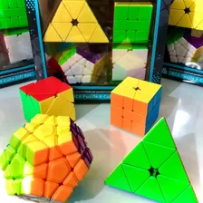 Kit 4 Cubos Moyu Pyraminx + Megaminx + Skewb + Square-1 Cor Da Estrutura Cubo Magico Moyu Piramide Megaminx Skewb Square Profissional
