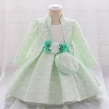 Vestido De Bebé De Fiesta Mini-mi Modelo Eloisa Verde Agua