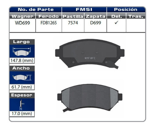 Balatas Delanteras Buick Lesabre 2002 2003 Ceramica Foto 2