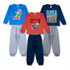 Kit 3 Conjunto Moletom Infantil Menino Roupa Atacado