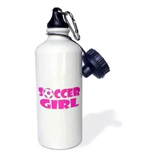3drose Soccer Girl Botella De Agua Deportiva Rosa Y Blanca, 