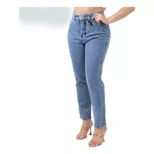Calça Mom Jeans Feminina Barrinha Dobrada Cintura Alta