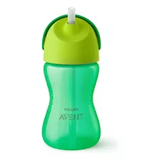 Copo Com Canudo Curvado 300ml Verde Philips Avent