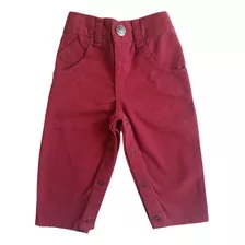 Pantalón Gabardina Ciruela/bordeaux Pañalero 3 A 6 Meses