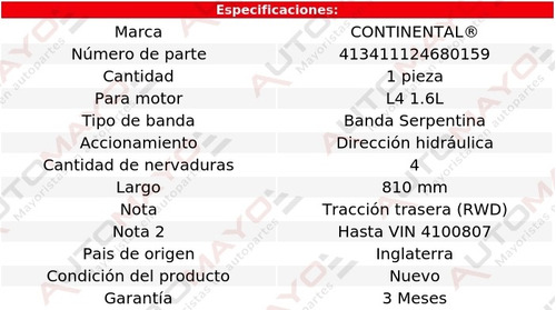 Banda Acc 810 Mm D/h Continental X-90 L4 1.6l Suzuki 96-97 Foto 8