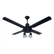 Ventilador De Techo Negro Metalico Con Spot De 2 Luces 