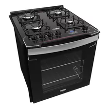 Fogão De Embutir 4 Bocas Preto Com Mesa De Vidro Dako Grill