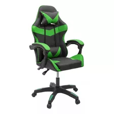 Silla De Escritorio Imback Ibk-g0001 Negra Y Verde Con Tapizado De Cuero Sintético