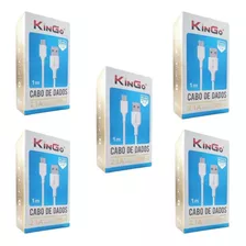 Kit 5 Cabos Carregadores Usb Tipo C Kingo 1m 2.1a Branco