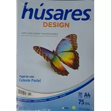 Resma Papel A4 75 Gramos Húsares Celeste Pastel X 100 Hojas