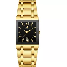Relógio Wwoor Masculino Luxo Quartzo Gold Black