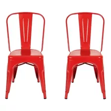 Kit 2 Cadeiras Design Tolix Iron Industrial Diversas Cores Cor Da Estrutura Da Cadeira Vermelho