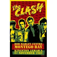 Poster Vintage The Clash 1982 Jamaica 30x42cm Plastificado