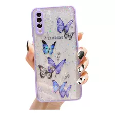 Funda Mariposas Con Brillo Samsung Uso Rudo 360 + Mica Curva