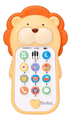 Brinquedo Phone Bilíngue Leão Ensina Números Sons Montessori Laranja
