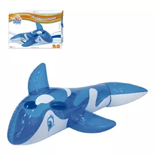 Boia Inflável Baleia Translucida Azul Com Alça 80cm