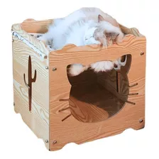 Cama Cucha De Madera Con Hamaca Para Gato Casa Cerrada Gatos