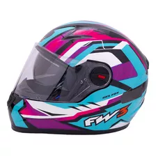 Capacete Fw3 Integral Fechado Gtx Fox C/ Óculos Interno Cor Azul Tiffany Tamanho Do Capacete 60