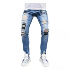 Jeans Bordados Hombre Pantys Elásticos Rotos