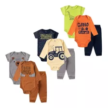 Kit 9 Pçs Roupa Bebê Body E Mijão Menino Menina 100% Algodão