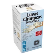 Luvas Descartáveis Estéreis Antiderrapantes Descarpack Cirúrgica Cor Branco Tamanho 8.0 De Látex Com Pó X 100 Unidades