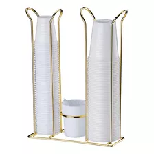 Organizador Porta Copos Descartaveis + Porta Mexedor Dourado