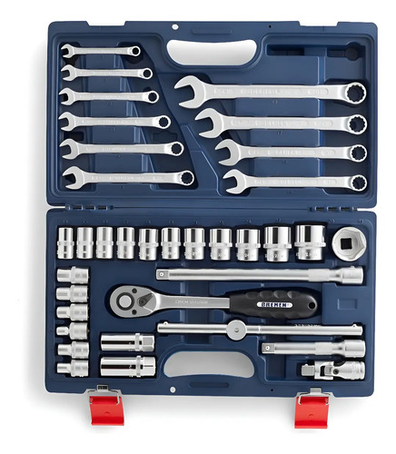 Set Herramientas Llaves Tubos Combinadas 35 Pzs Bremen Cod. 6066 Dgm Azul