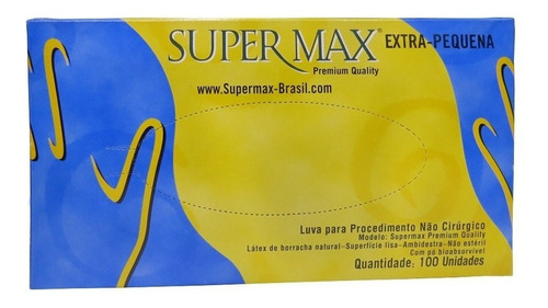 Luva Látex Supermax Com Pó Tam Pp P M G Cx 100un