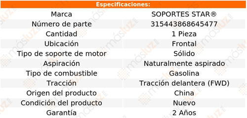 1- Rep Soporte Transmisin Del Tempest L4 2.2l 90/91 S Star Foto 2