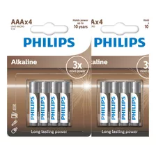8 Pilas Aaa Philips Alcalinas Larga Duración