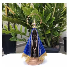 Nossa Senhora Aparecida Pérola Azul Coroa Resplendor 28cm