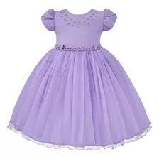 Vestido Infantil Lilás Roxo Festa Daminha Aniversário 1 2 3